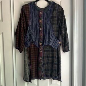 Vintage Nothing Matches top maximalist boho hippie Lagenlook artsy mixed media S